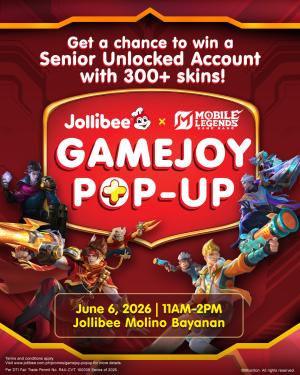Jollibee x Mobile Legends: Bang Bang GameJoy Pop-Up event at Jollibee Molino Bayanan banner Jollibee x Mobile Legends: Bang Bang GameJoy Pop-Up event at Jollibee Molino Bayanan banner