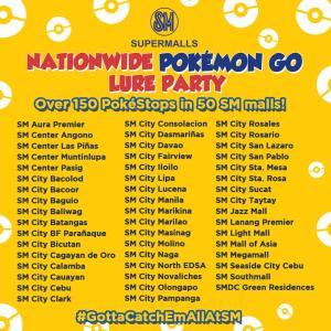 SM Supermalls Pokémon GO Lure Party participating malls banner SM Supermalls Pokémon GO Lure Party participating malls banner