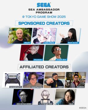 SEGA Asia's Sponsored and Affiliated Creators for the Tokyo Game Show 2025 banner SEGA Asia's Sponsored and Affiliated Creators for the Tokyo Game Show 2025 banner