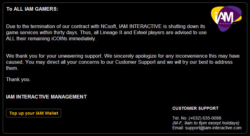 iAM Interactive's final message screenshot