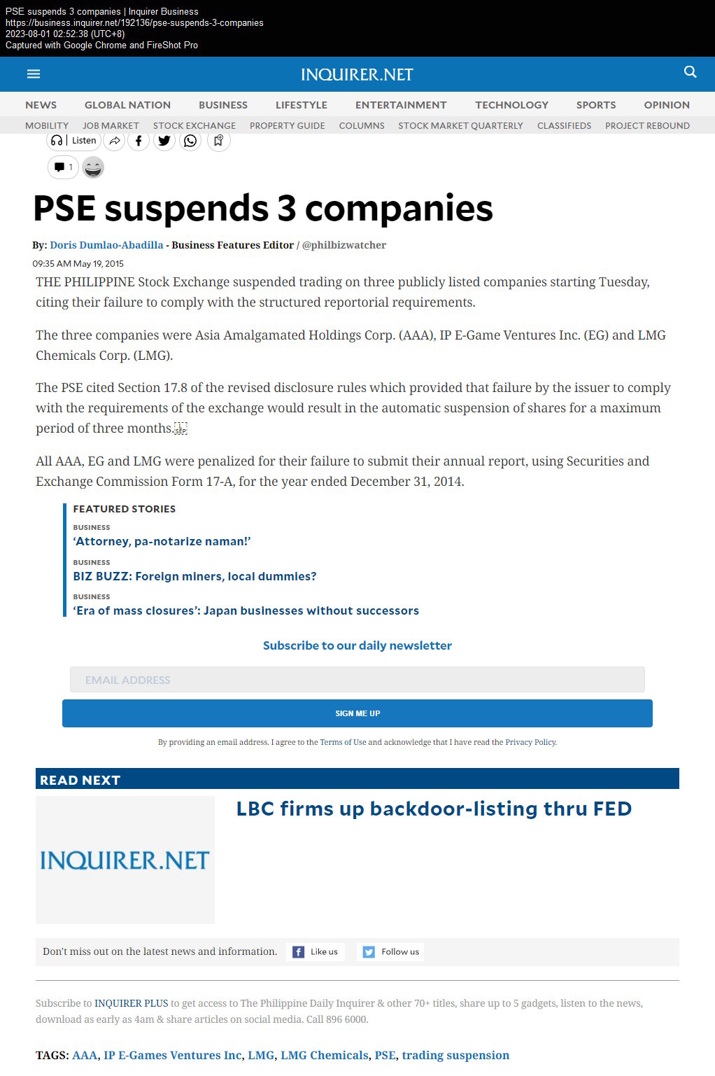 PSE suspends 3 companies