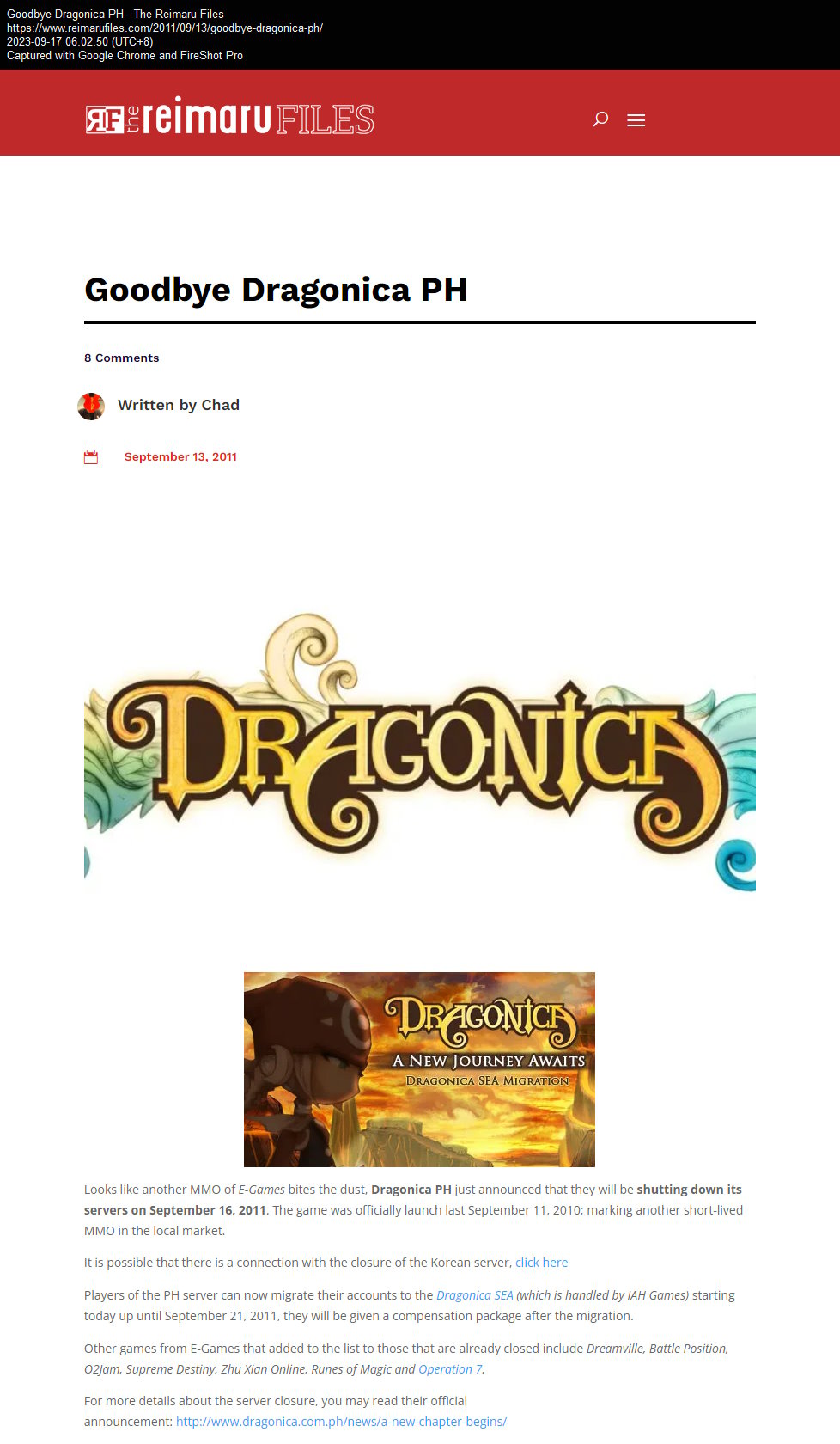 Goodbye Dragonica PH