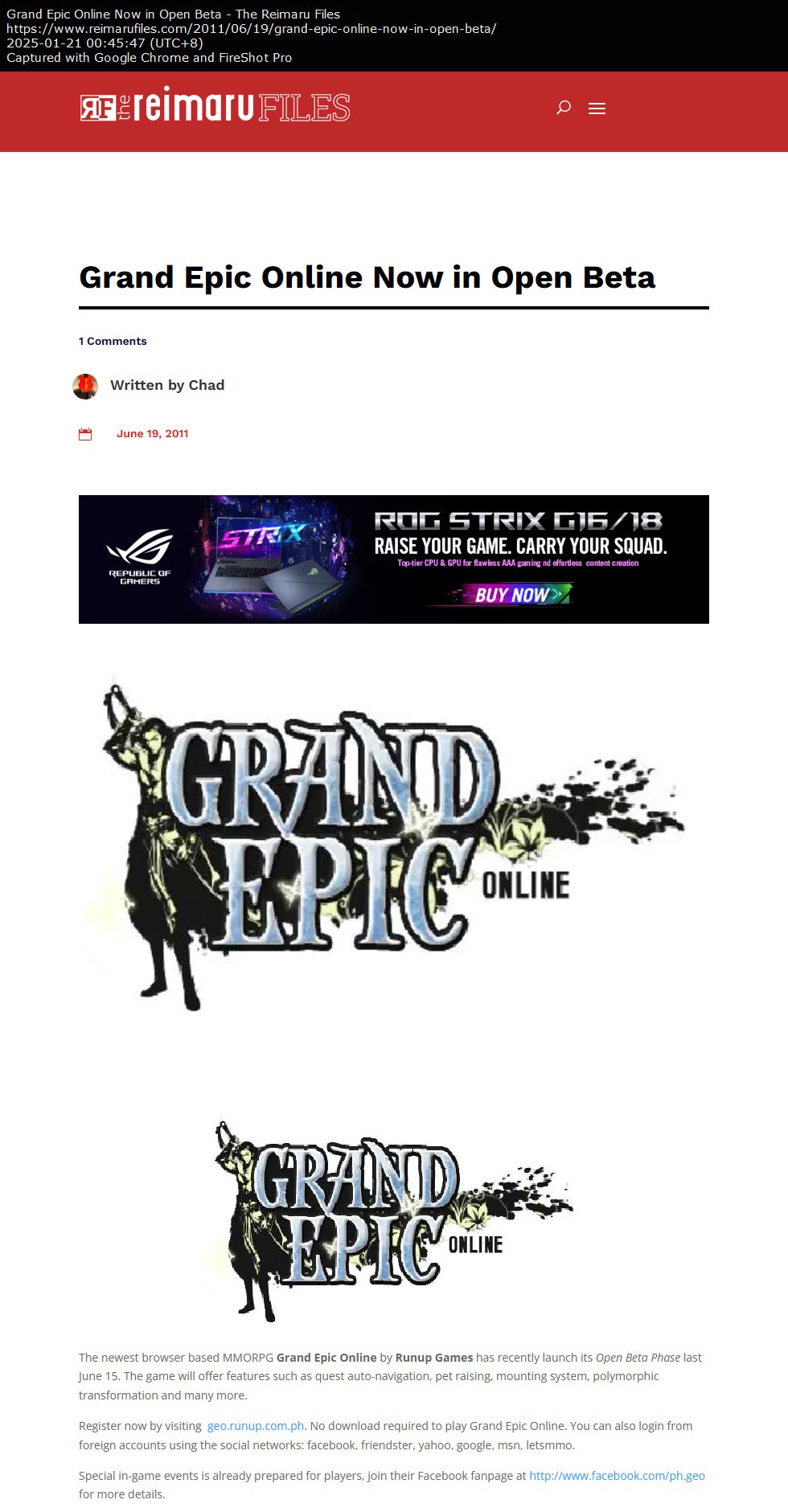 Grand Epic Online Now in Open Beta