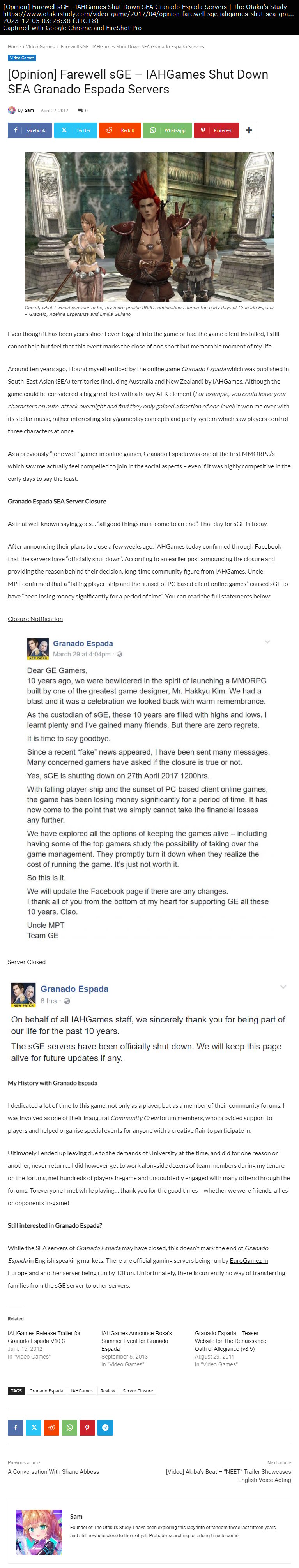 [Opinion] Farewell sGE – IAHGames Shut Down SEA Granado Espada Servers