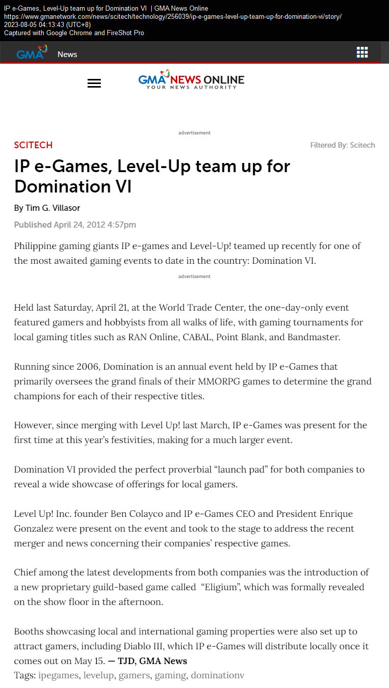 IP e-Games, Level-Up team up for Domination VI