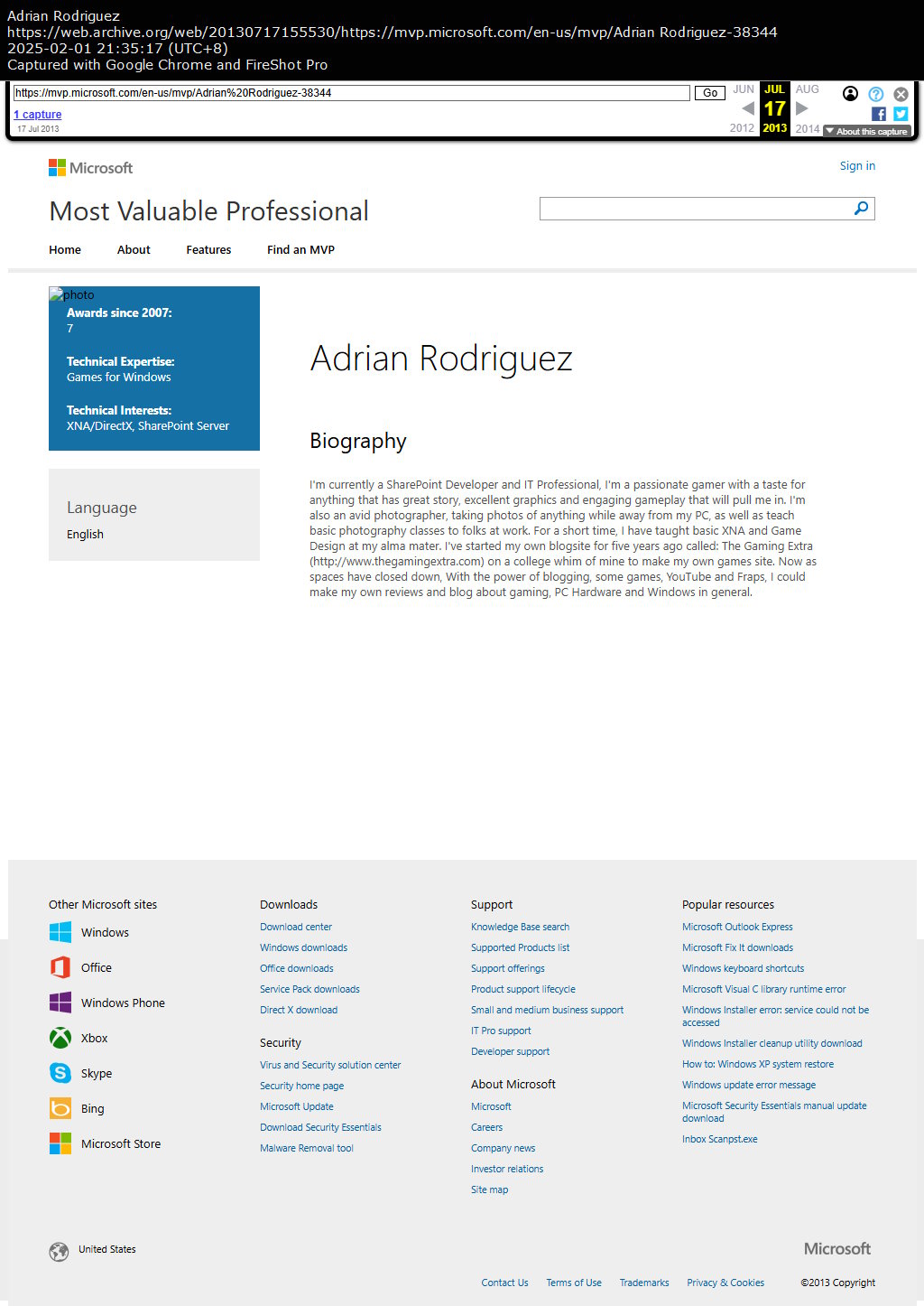 Most Valuable Professional - Adrian Rodriguez