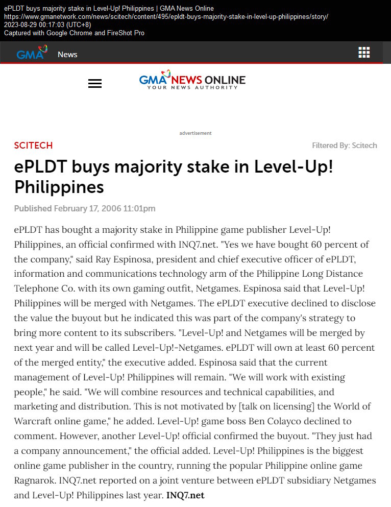 ePLDT buys majority stake in Level-Up! Philippines