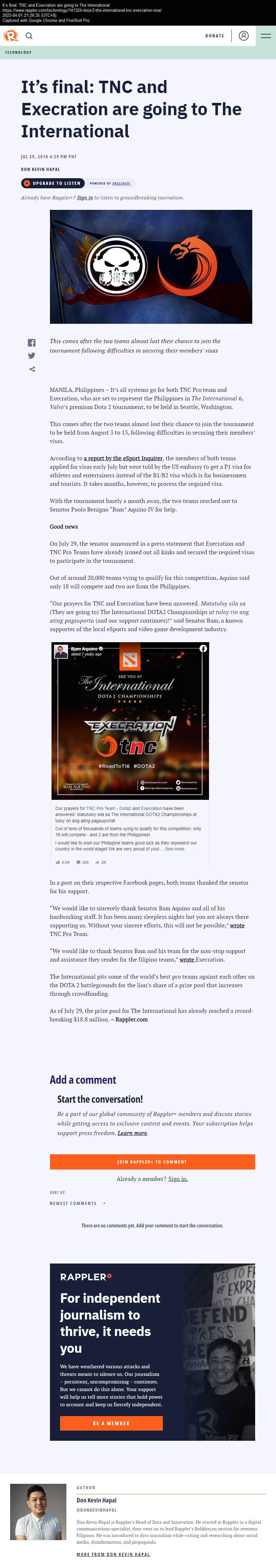 It’s final: TNC and Execration are going to The International