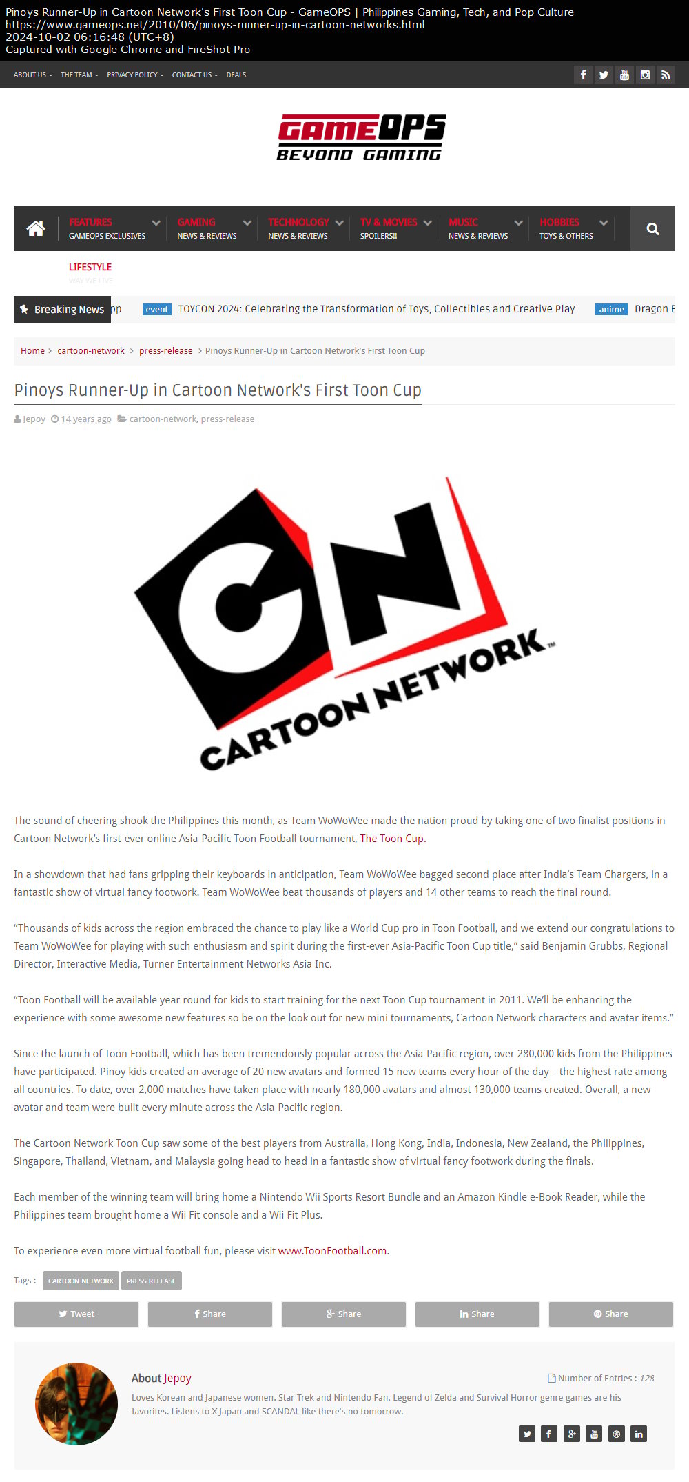 Pinoys Runner-Up in Cartoon Network's First Toon Cup