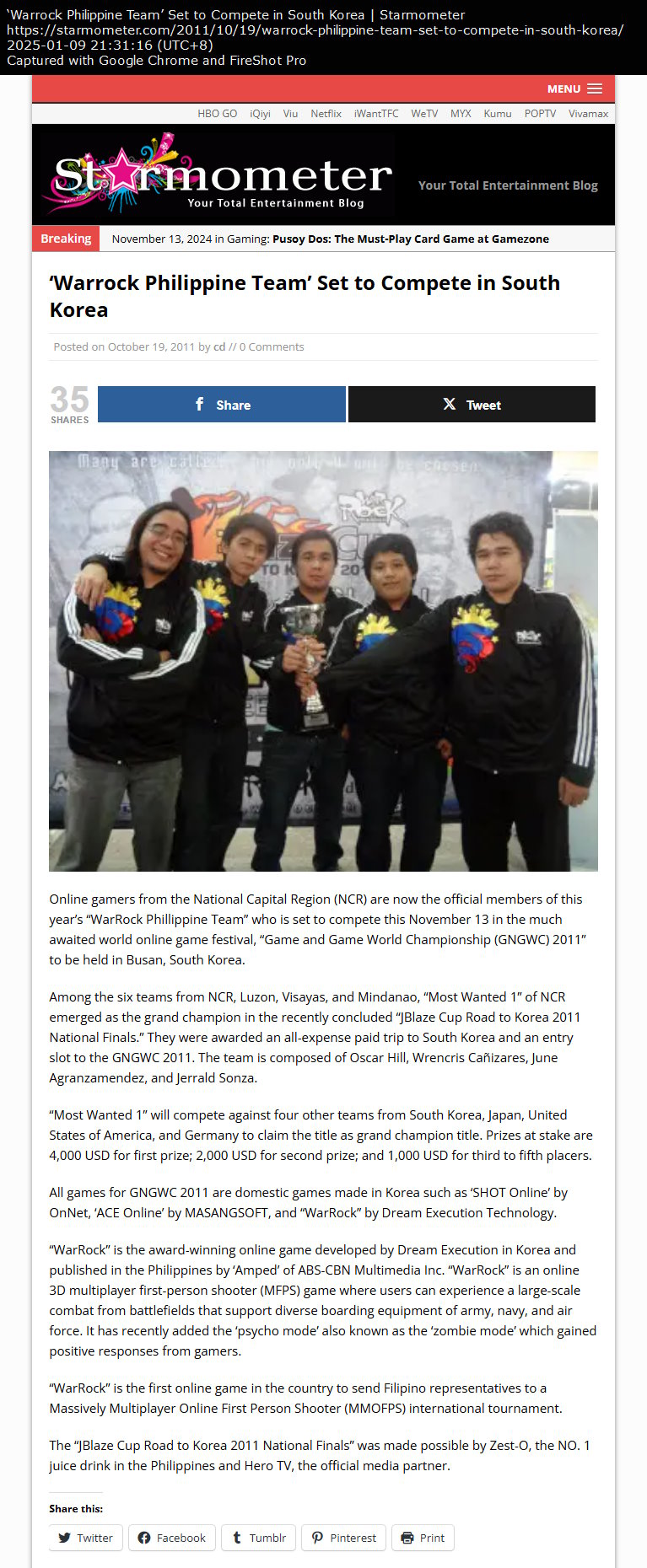 ‘Warrock Philippine Team’ Set to Compete in South Korea