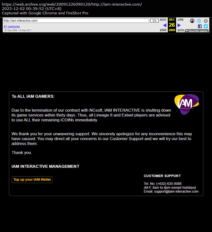 iAM Interactive website on December 2009