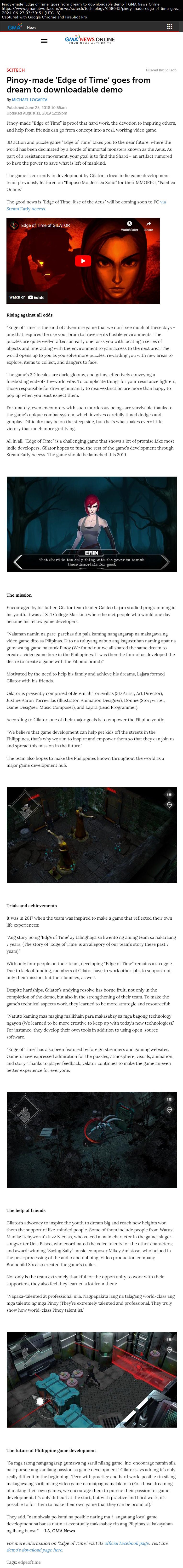 Pinoy-made ‘Edge of Time’ goes from dream to downloadable demo