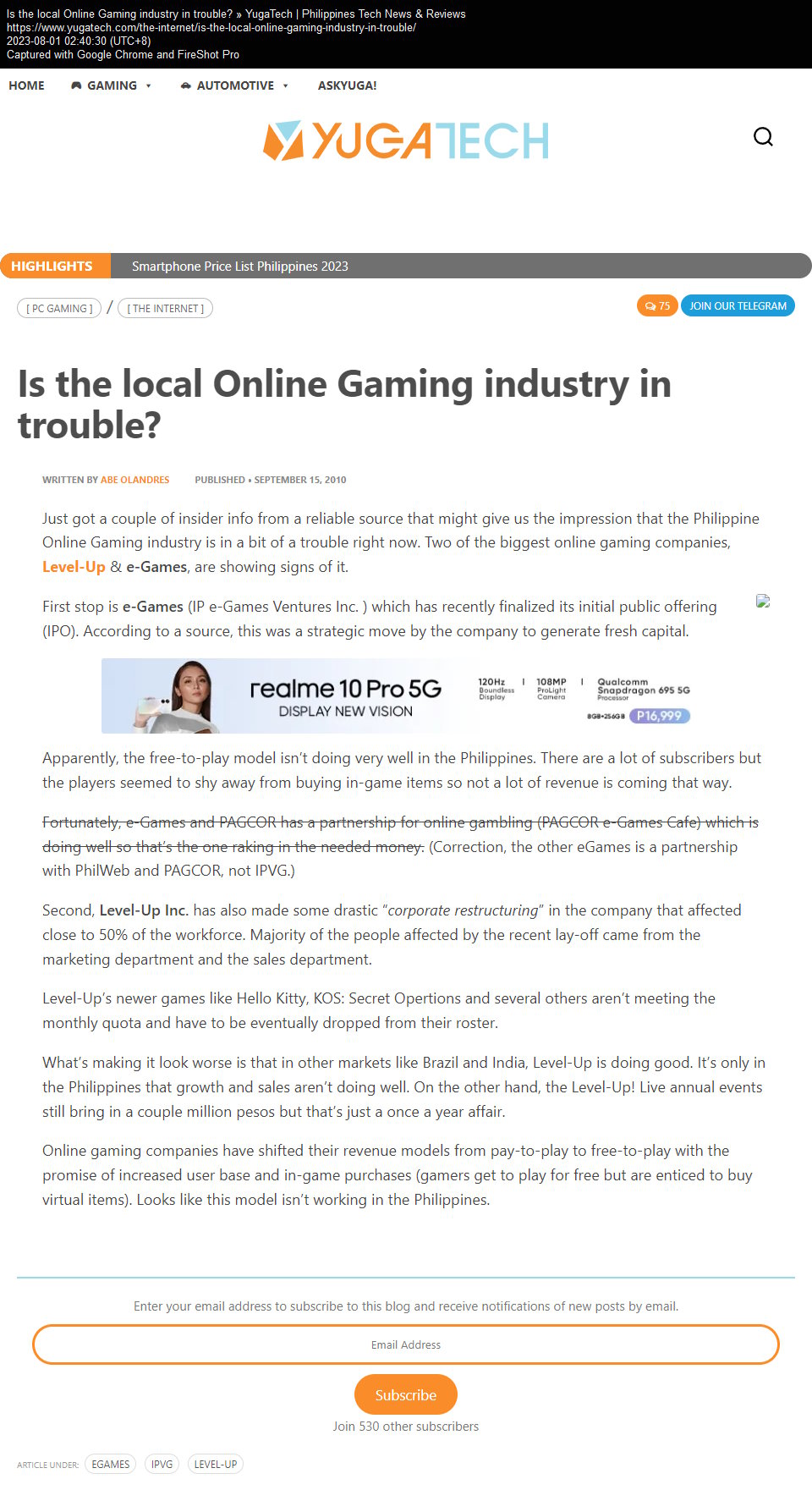 Is the local Online Gaming industry in trouble?