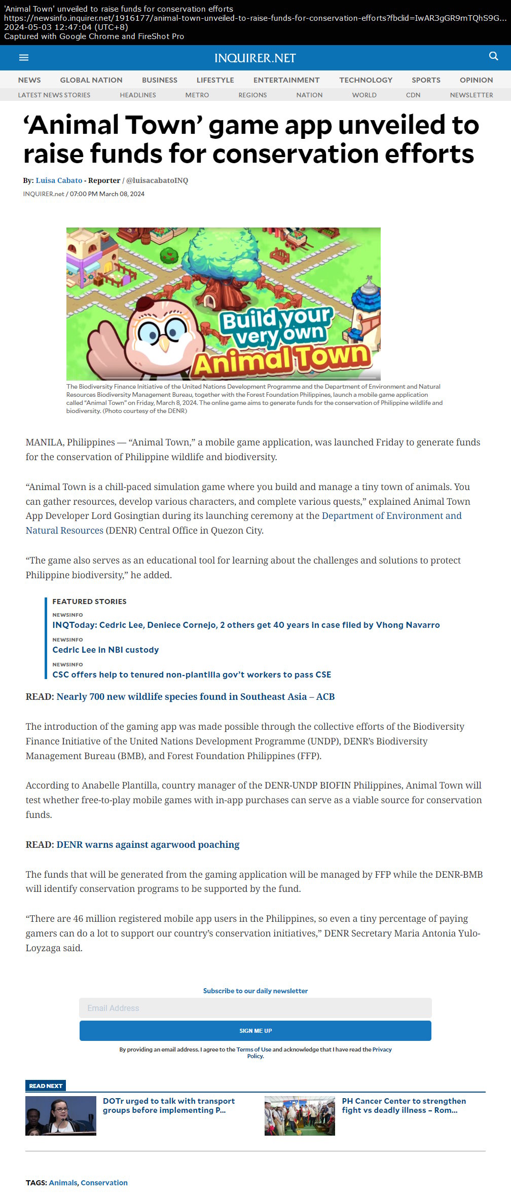 ‘Animal Town’ game app unveiled to raise funds for conservation efforts