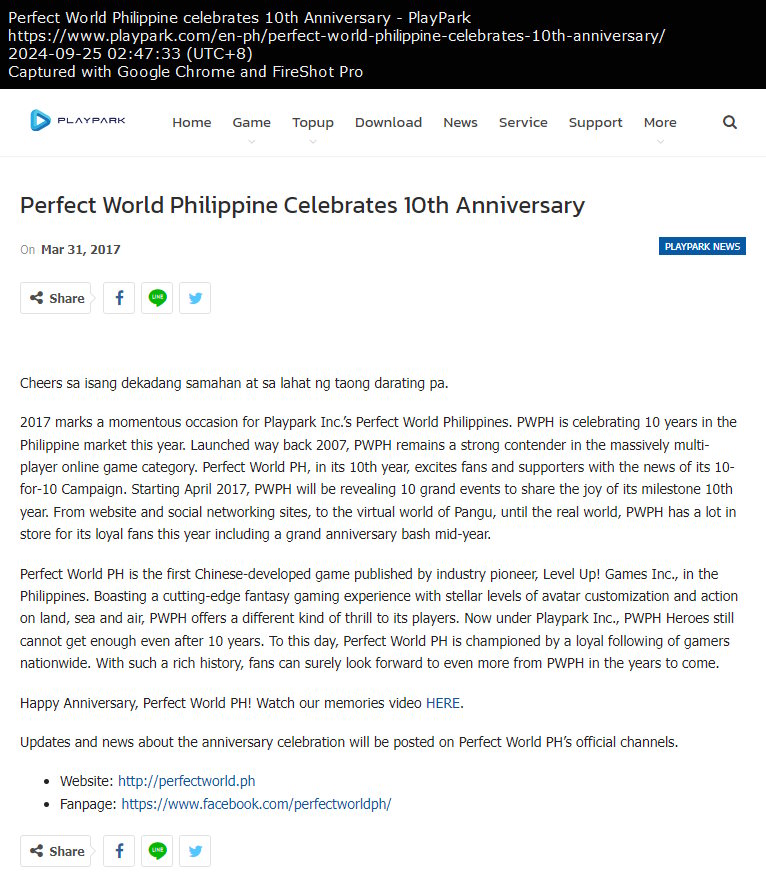 Perfect World Philippine celebrates 10th Anniversary